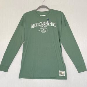 NOS Abercrombie & Fitch New York Logo Tee Shirt Kids 15/16 Hunter Green Spellout
